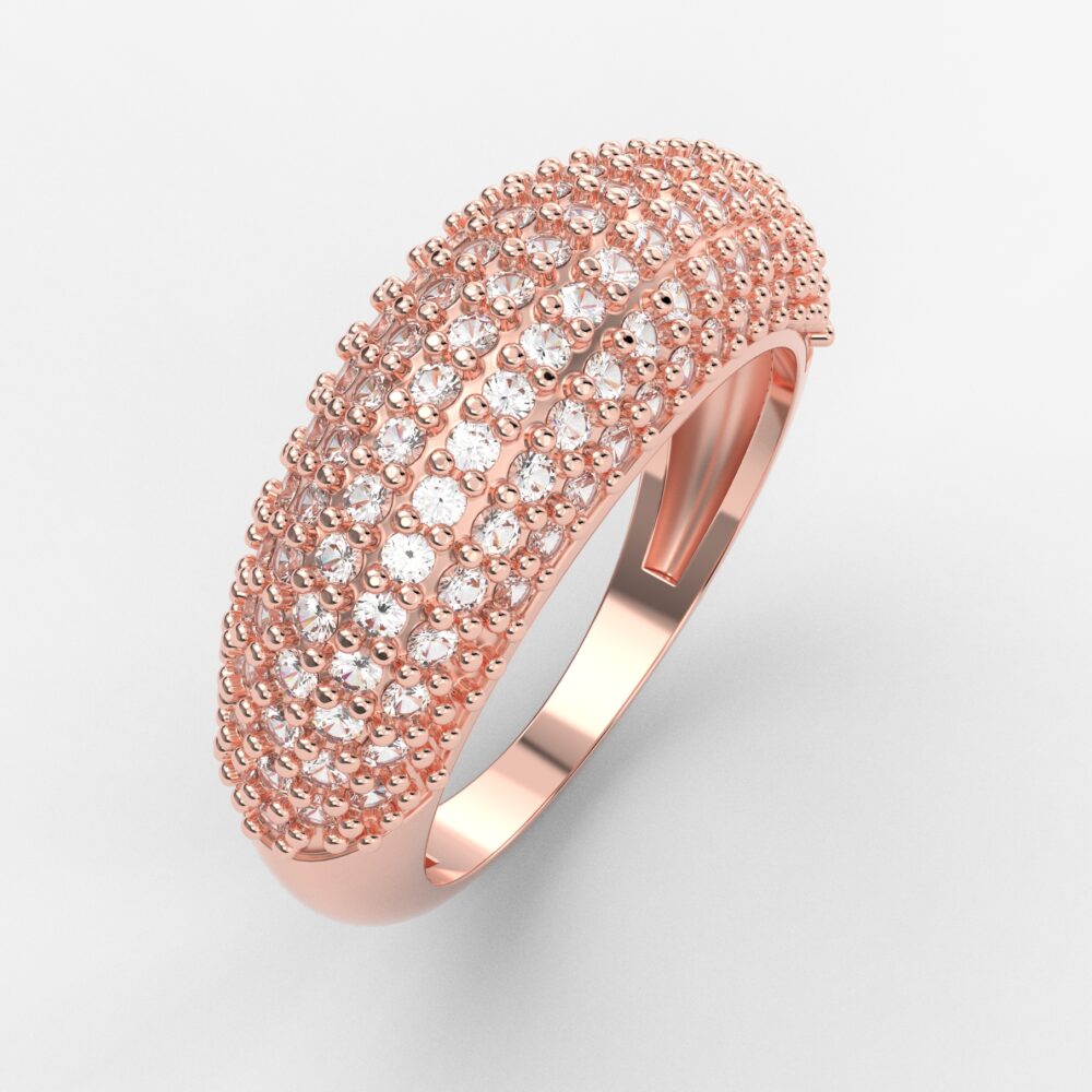 Prsten model 1 od roze zlata sa cirkonima