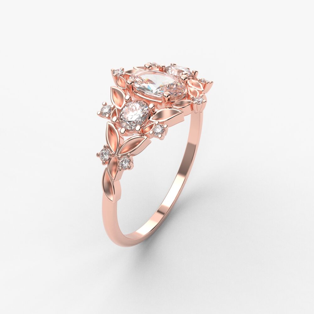 Prsten model 100 od roze zlata sa cirkonima