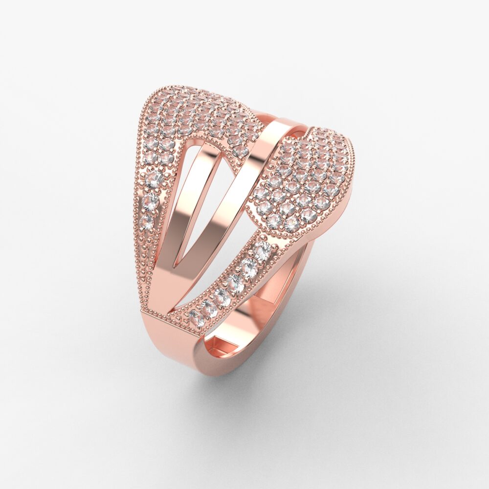 Prsten model 101 od roze zlata sa cirkonima