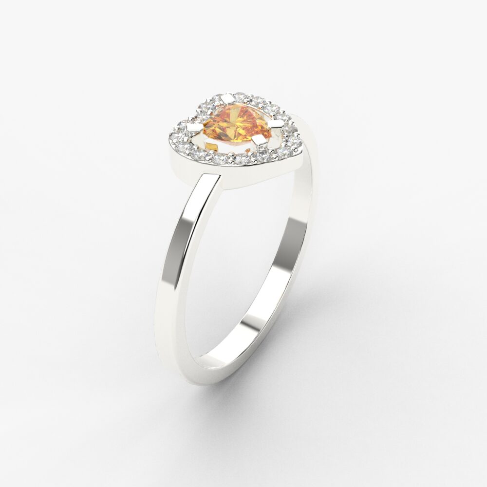 Prsten model 102 od belog zlata sa citrinom i cirkonima
