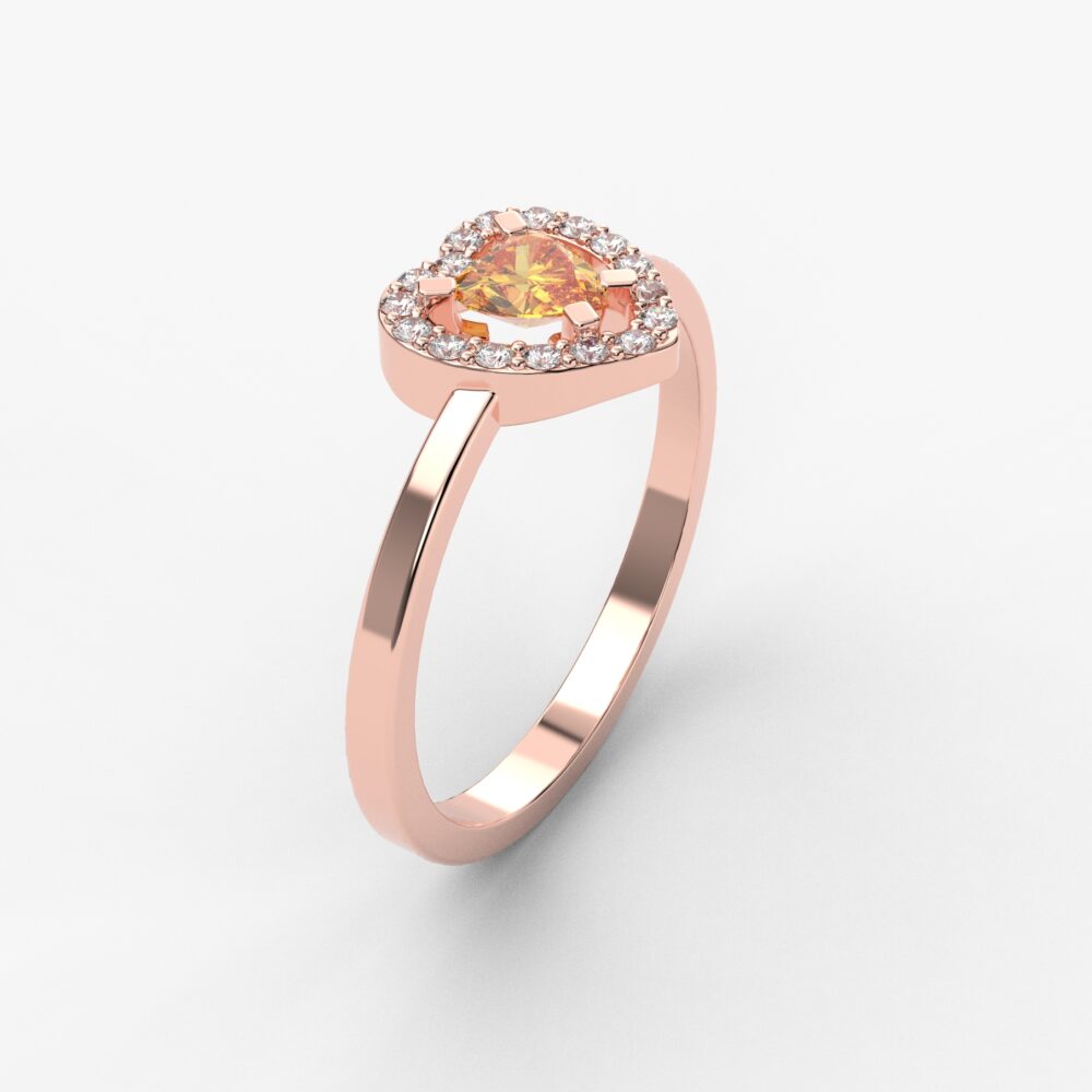 Prsten model 102 od roze zlata sa citrinom i cirkonima