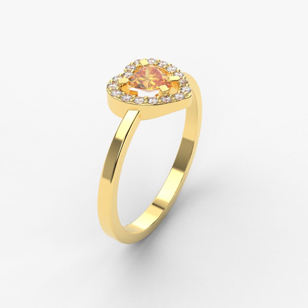 Prsten model 102 od žutog zlata sa citrinom i cirkonima