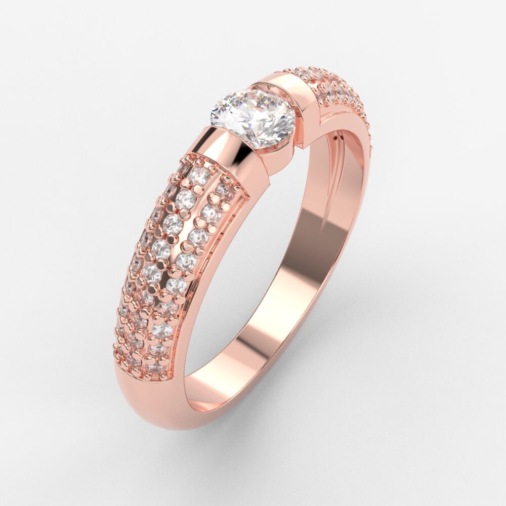 Prsten model 11 od roze zlata sa brilijantima