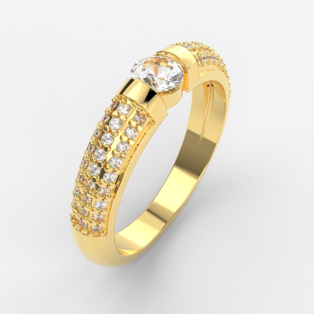 Prsten model 11 od žutog zlata sa cirkonima