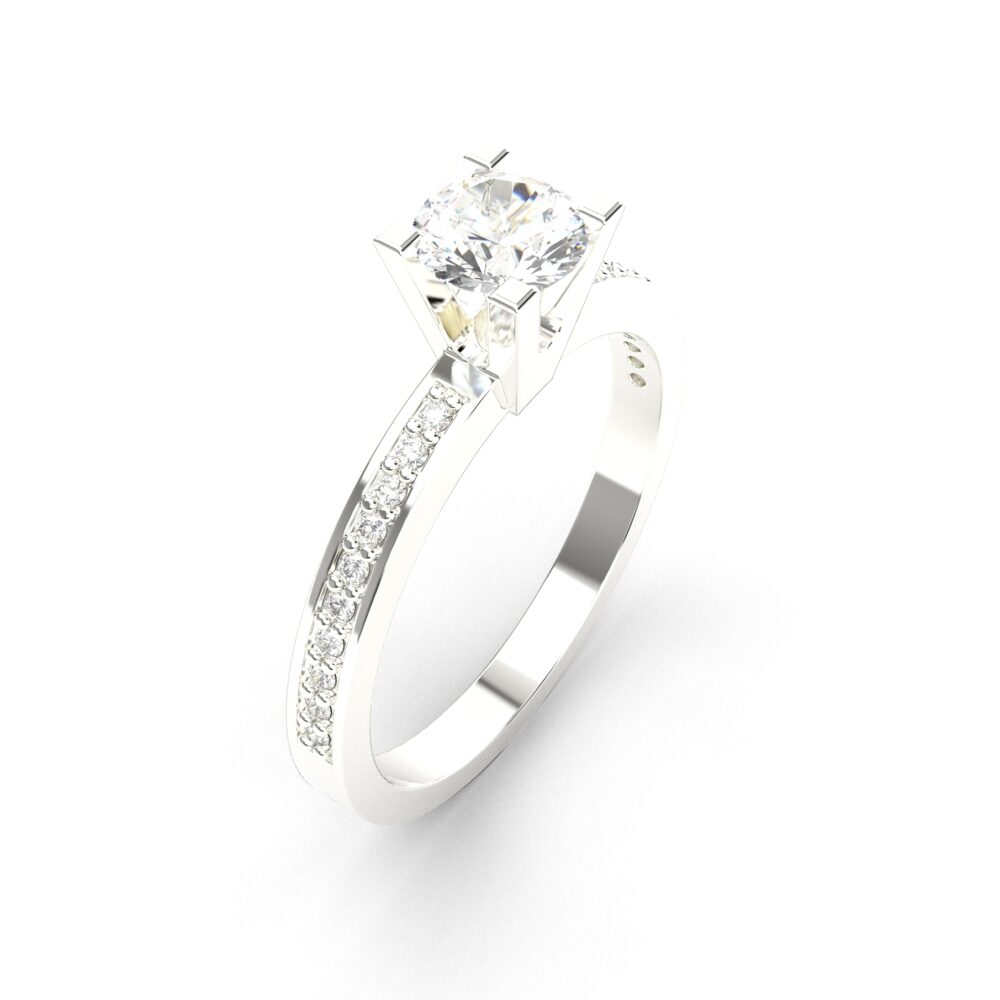 Prsten model 13 od belog zlata sa cirkonima