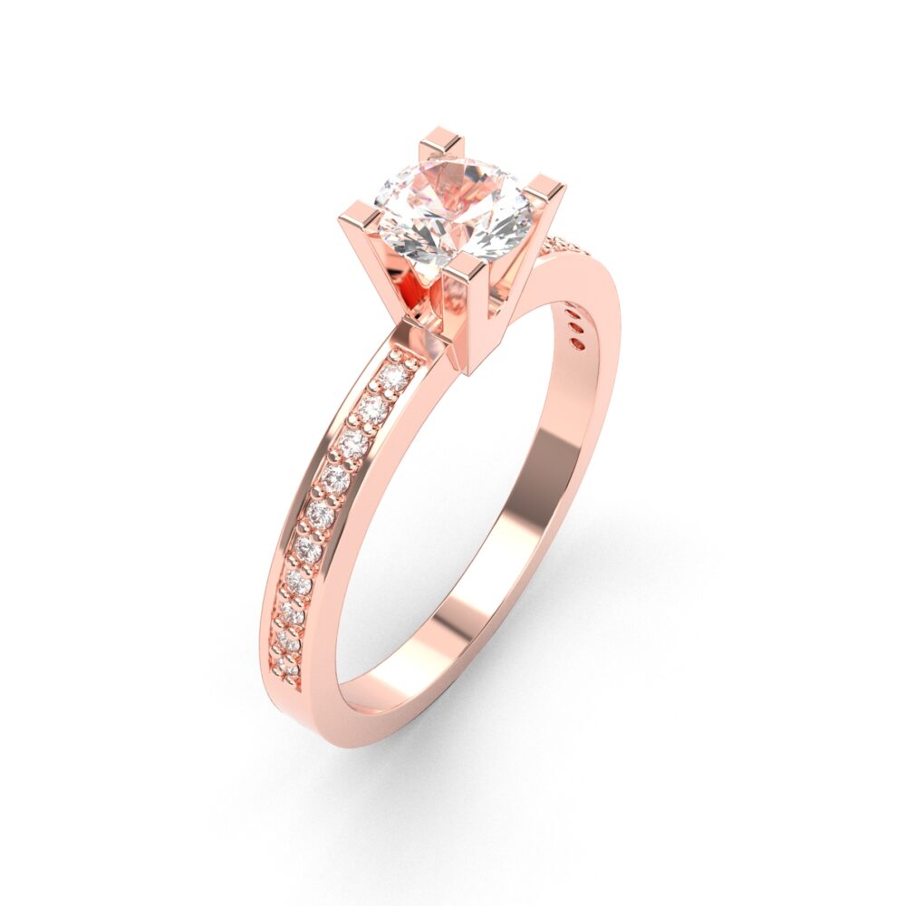 Prsten model 13 od roze zlata sa cirkonima