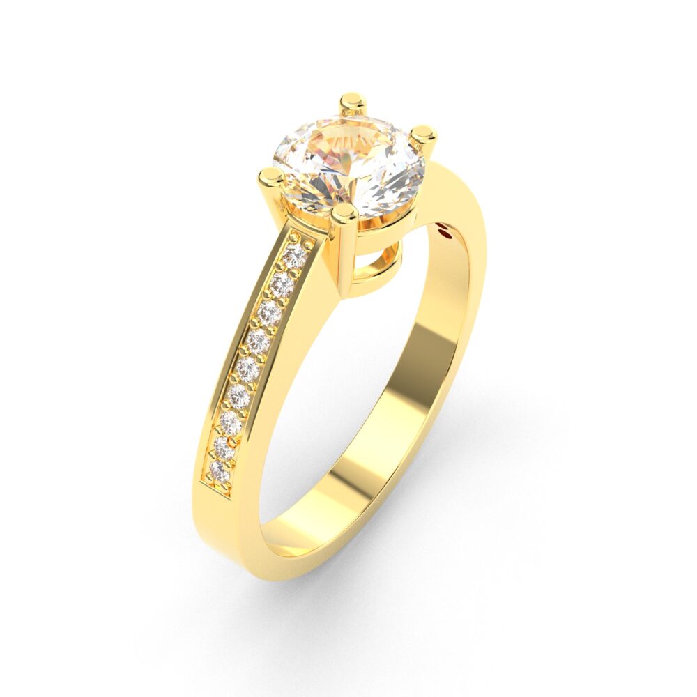 Prsten model 15 od žutog zlata sa cirkonima