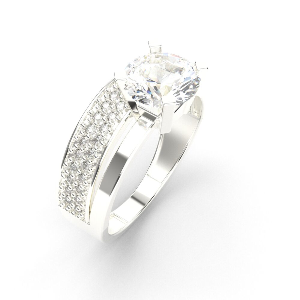 Prsten model 17 od belog zlata sa cirkonima