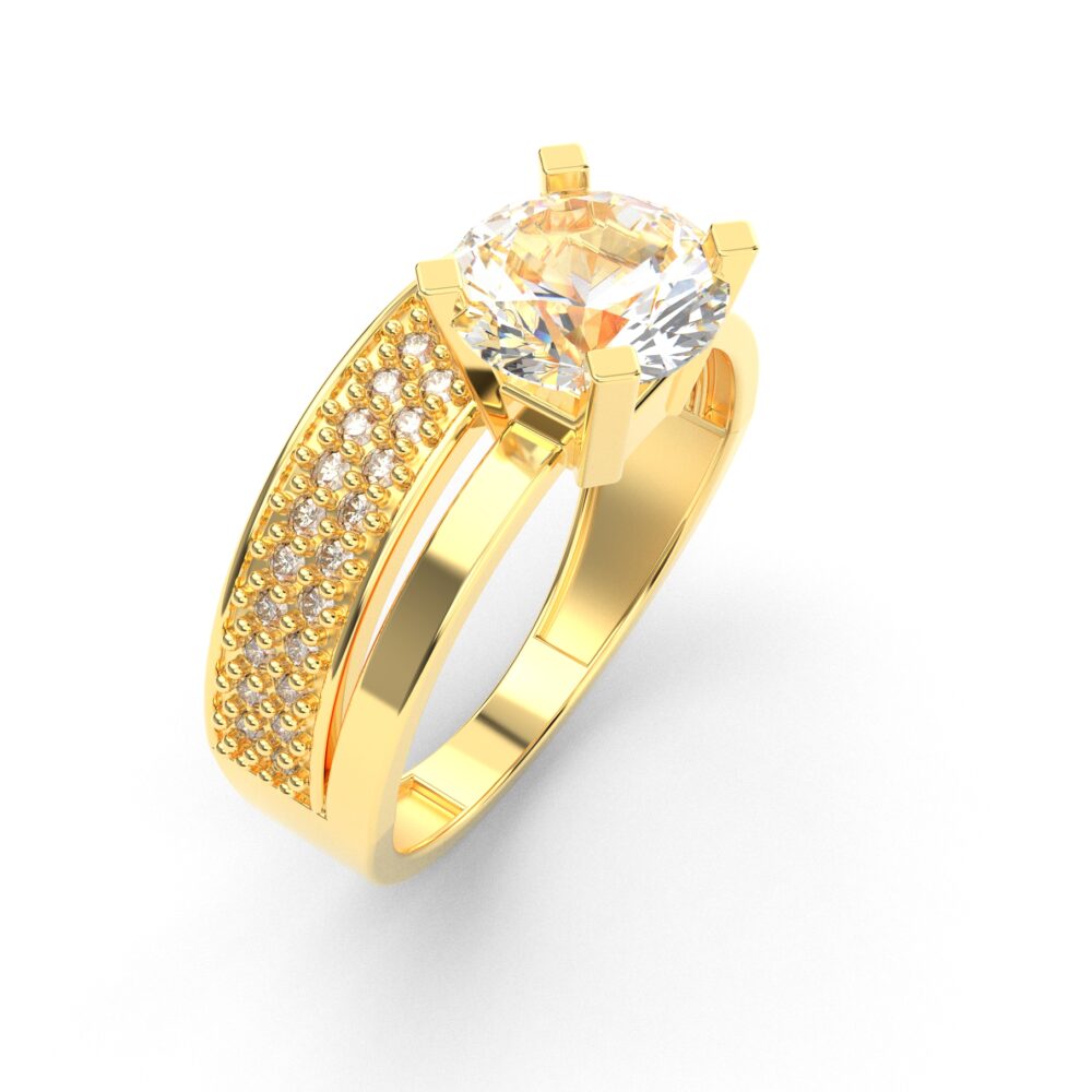 Prsten model 17 od žutog zlata sa cirkonima