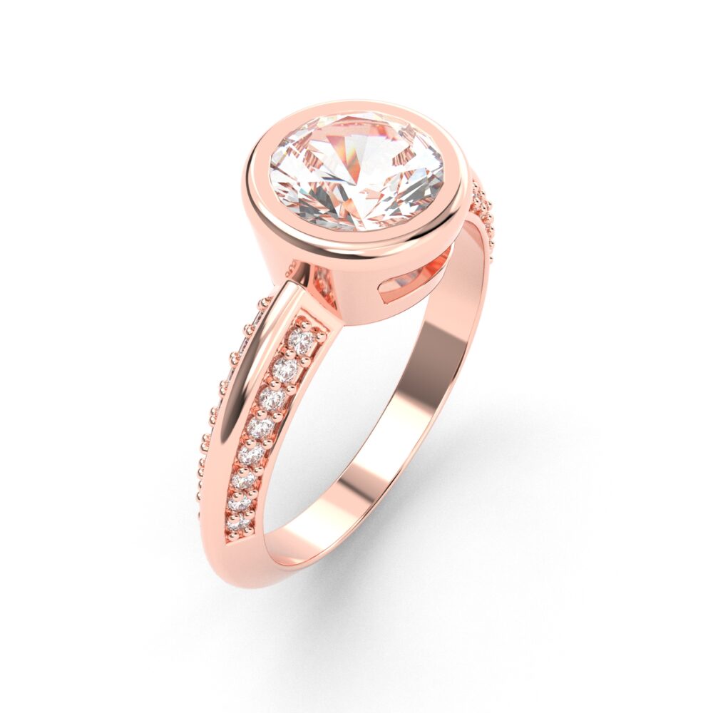 Prsten model 18 od roze zlata sa cirkonima