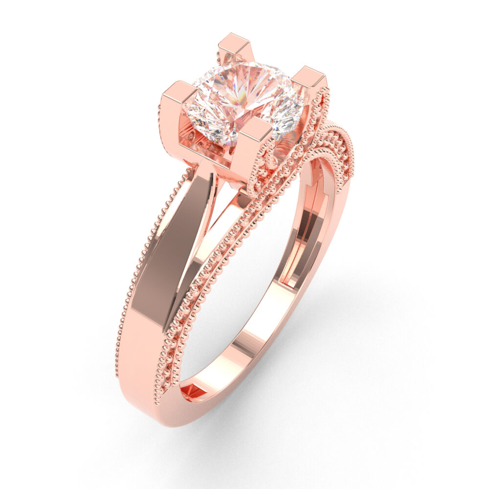 Prsten model 21 od roze zlata sa cirkonima