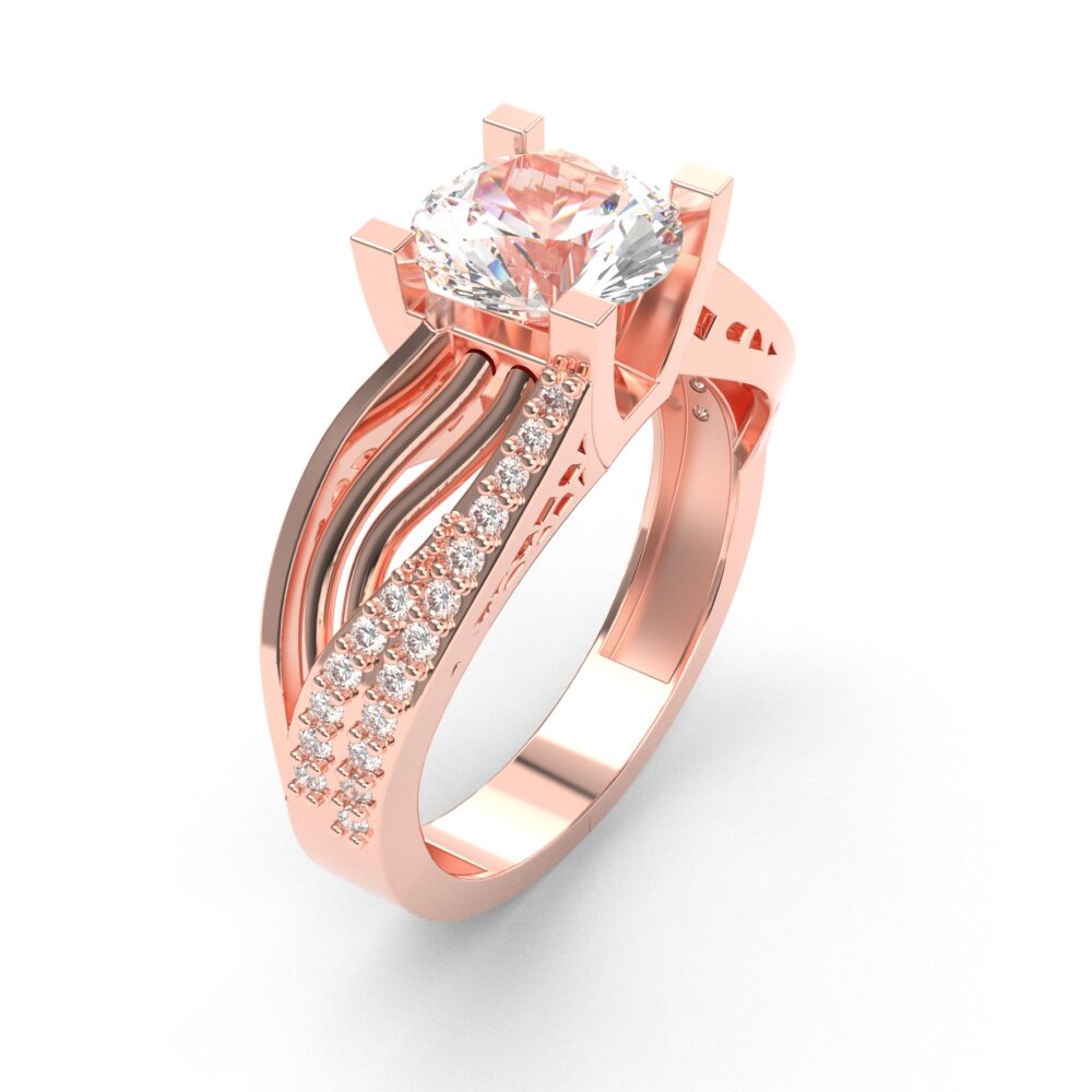 Prsten model 22 od roze zlata sa cirkonima