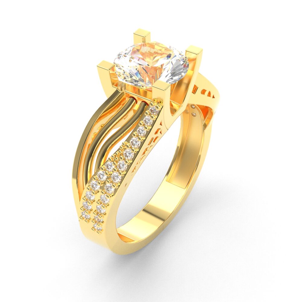 Prsten model 22 od žutog zlata sa cirkonima