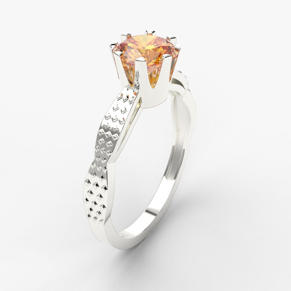 Prsten model 24 od belog zlata sa citrinom