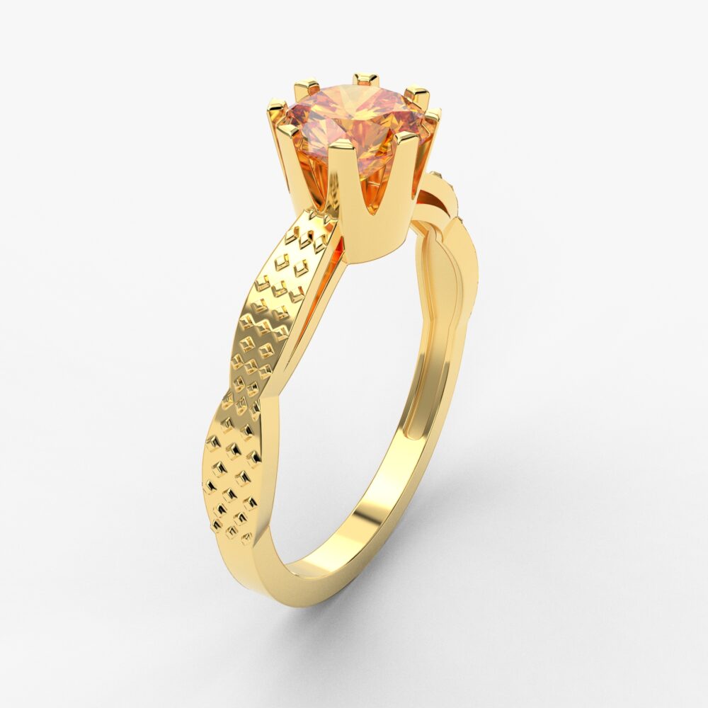 Prsten model 24 od žutog zlata sa citrinom