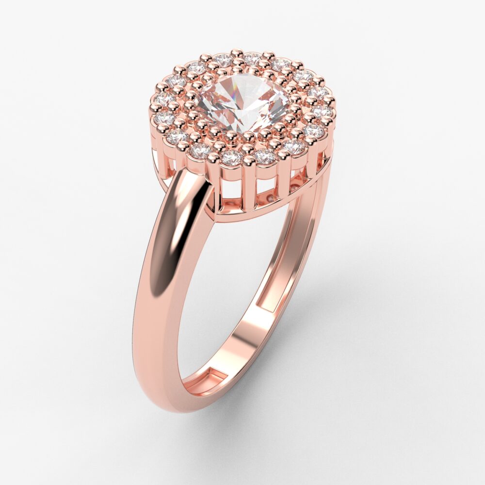 Prsten model 26 od roze zlata sa cirkonima