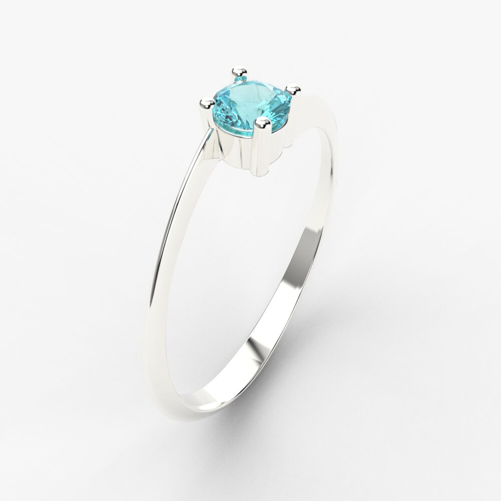 Prsten model 27 od belog zlata sa akvamarinom