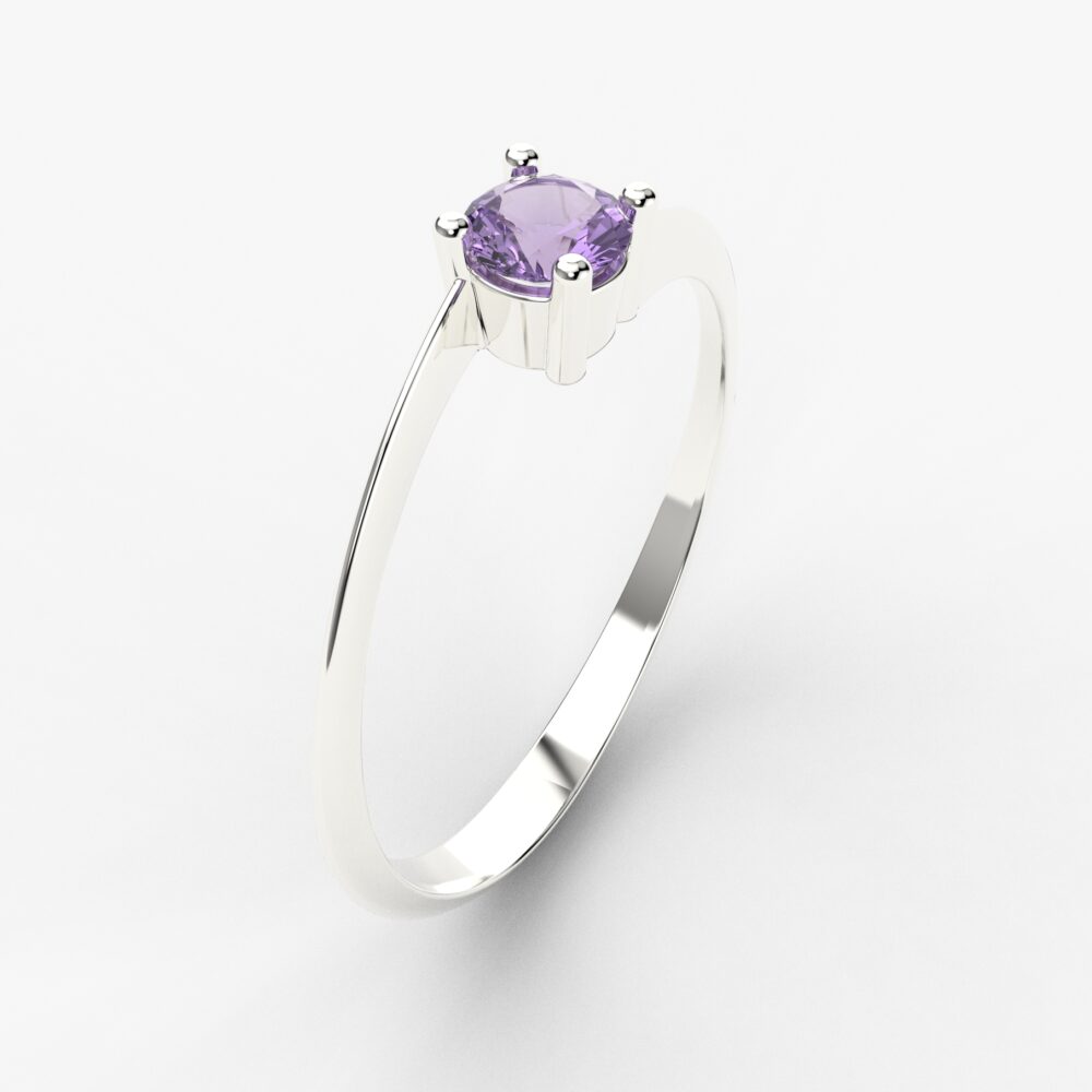 Prsten model 27 od belog zlata sa ametistom