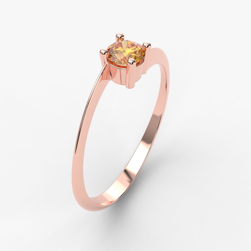 Prsten model 27 od roze zlata sa citrinom