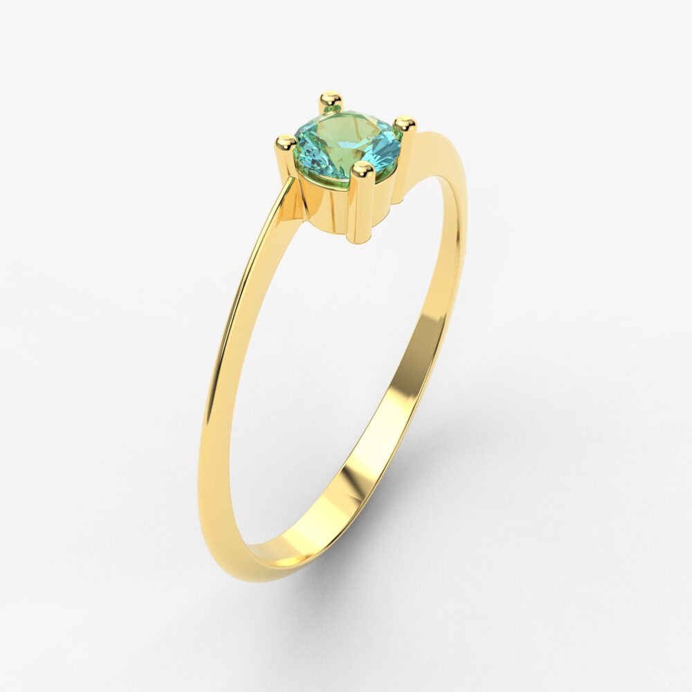 Prsten model 27 od žutog zlata sa akvamarinom