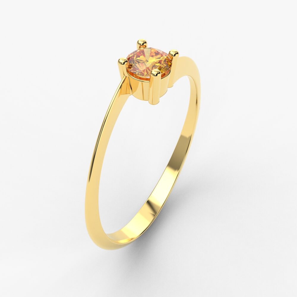 Prsten model 27 od žutog zlata sa citrinom