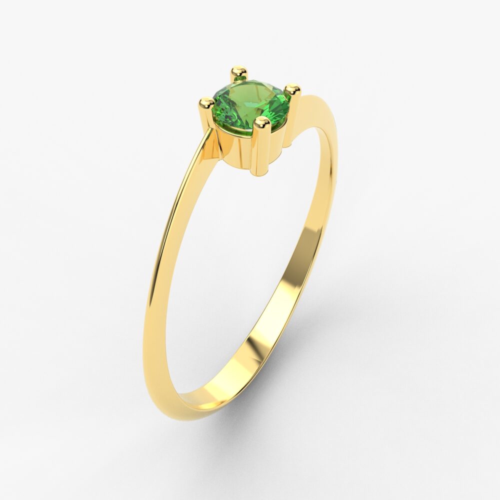 Prsten model 27 od žutog zlata sa smaragdom
