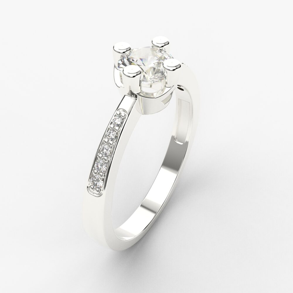 Prsten model 28 od belog zlata sa cirkonima