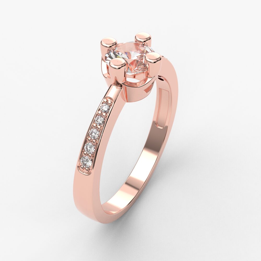 Prsten model 28 od roze zlata sa cirkonima