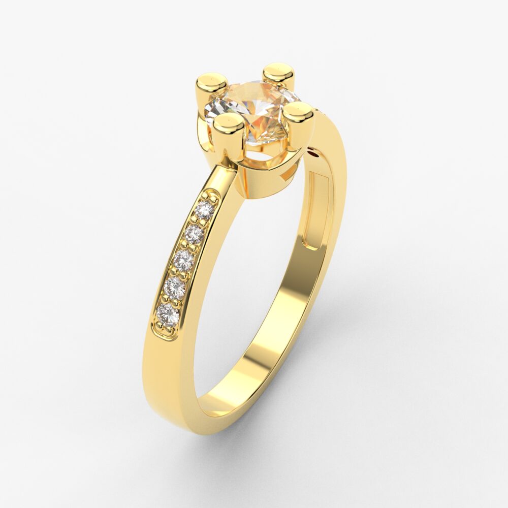 Prsten model 28 od žutog zlata sa cirkonima