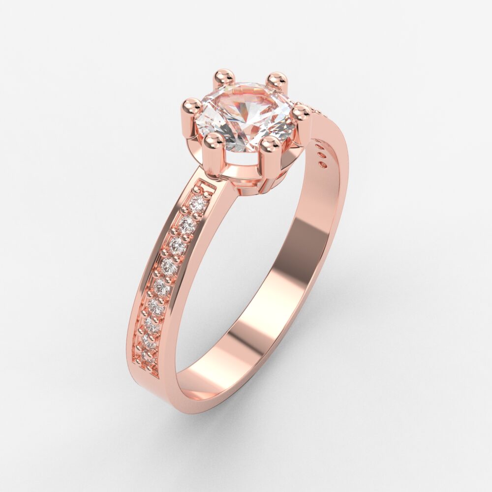 Prsten model 3 od roze zlata sa cirkonima