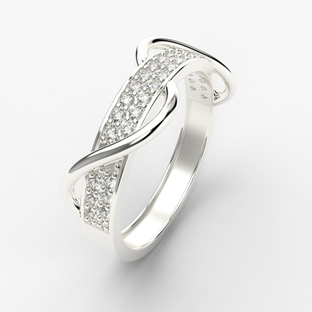 Prsten model 32 od belog zlata sa cirkonima