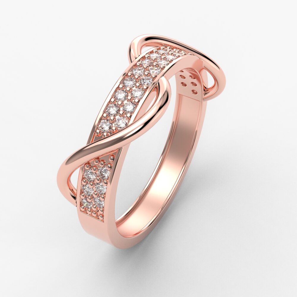 Prsten model 32 od roze zlata sa brilijantima