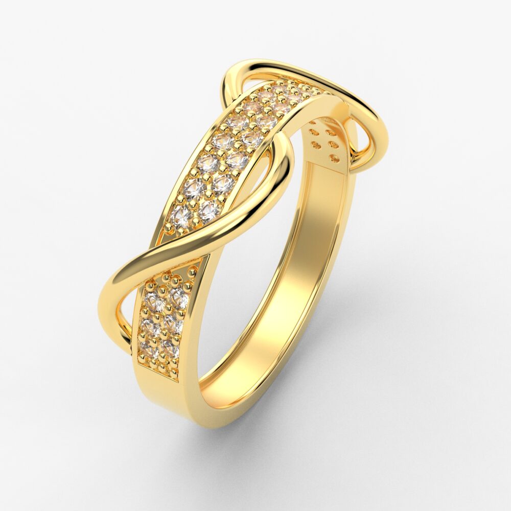 Prsten model 32 od žutog zlata sa cirkonima