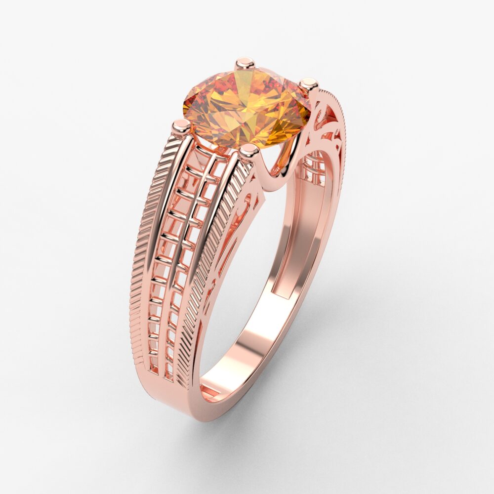 Prsten model 33 od roze zlata sa citrinom