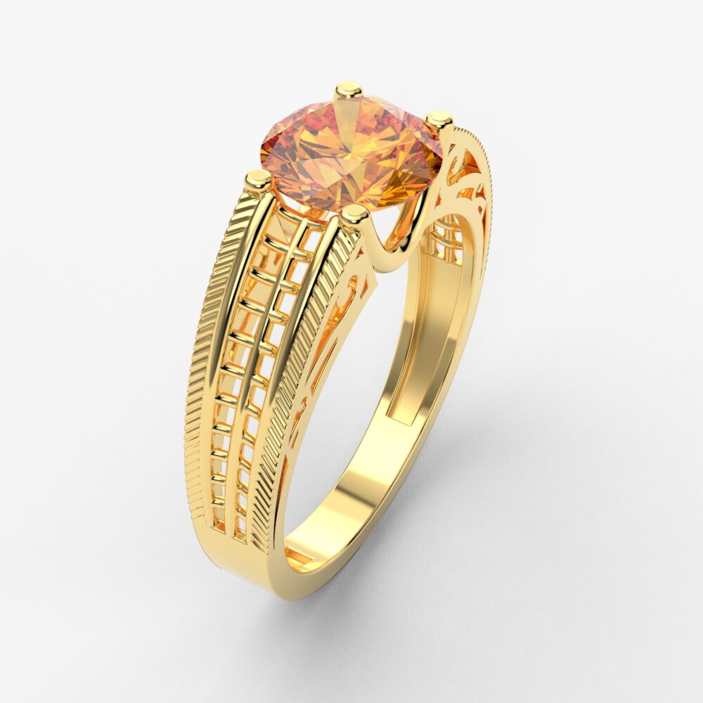 Prsten model 33 od žutog zlata sa citrinom
