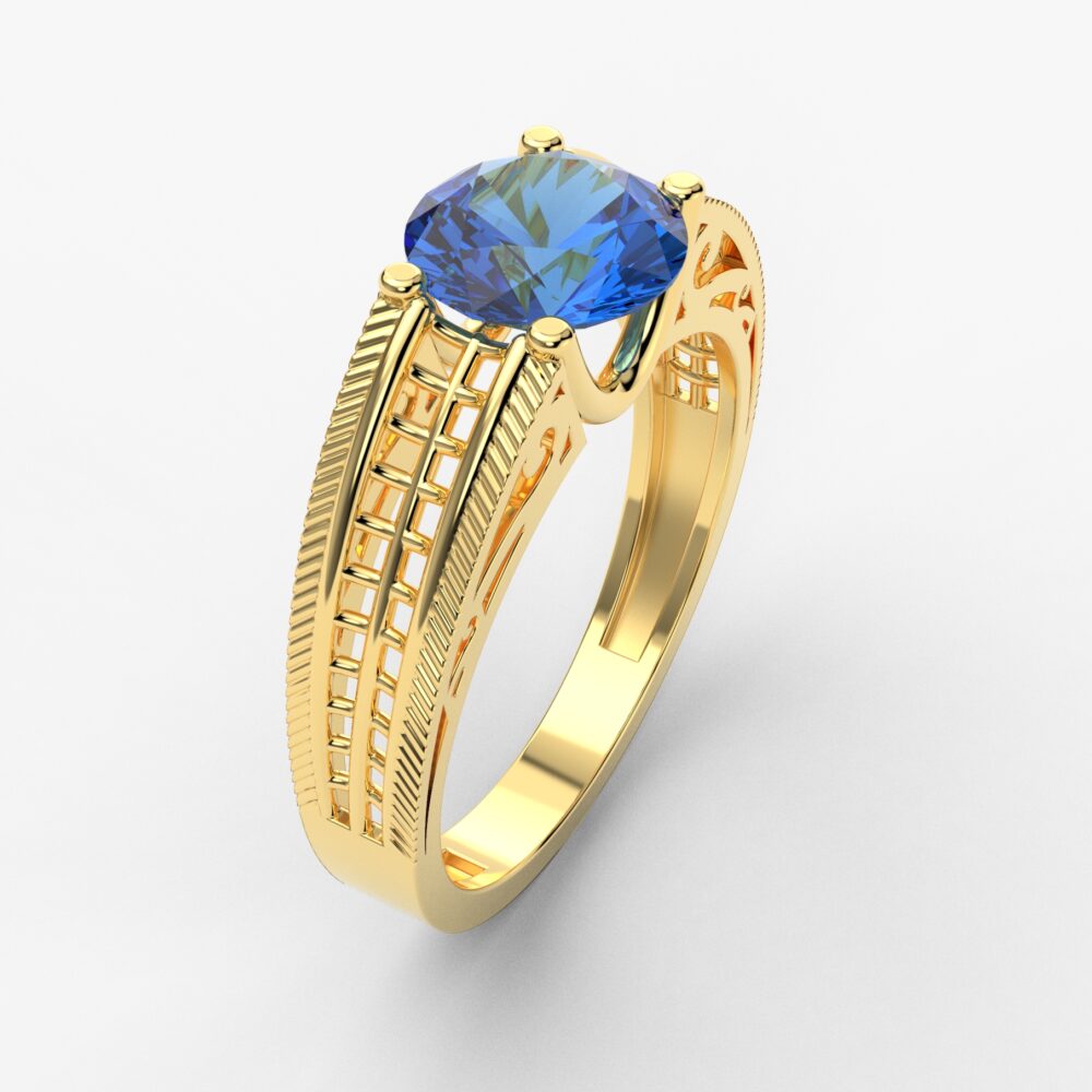 Prsten model 33 od žutog zlata sa safirom