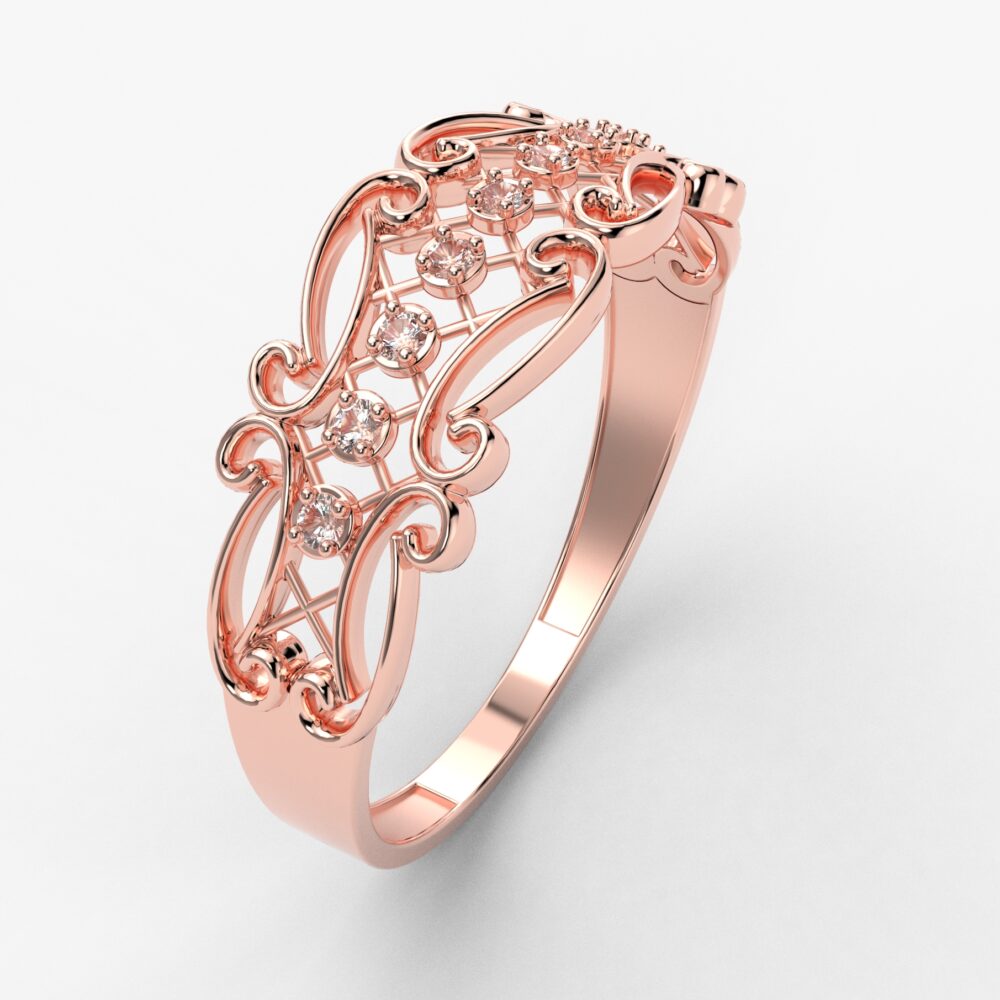 Prsten model 34 od roze zlata sa cirkonima