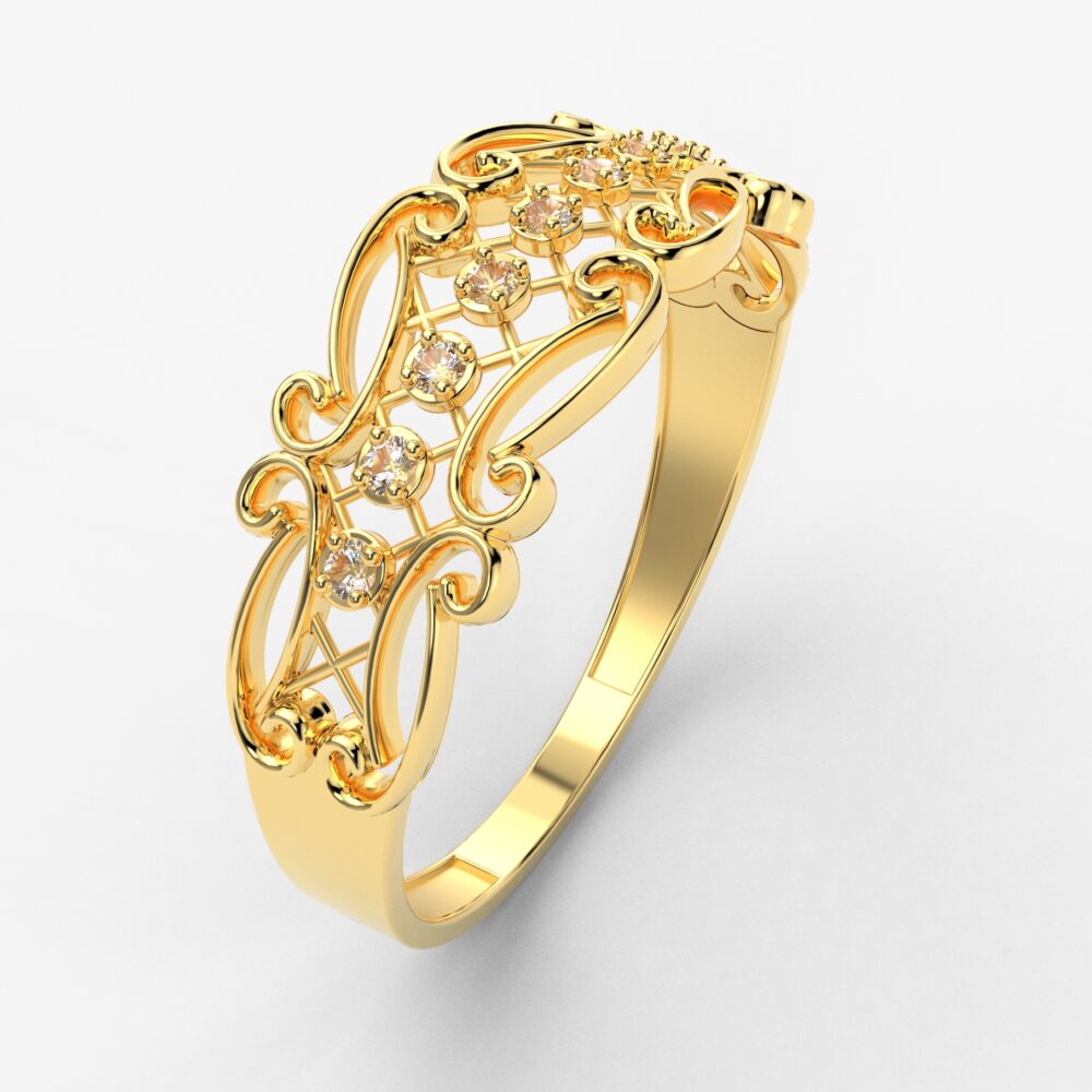 Prsten model 34 od žutog zlata sa cirkonima