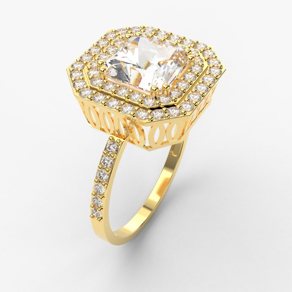 Prsten model 35 od žutog zlata sa cirkonima