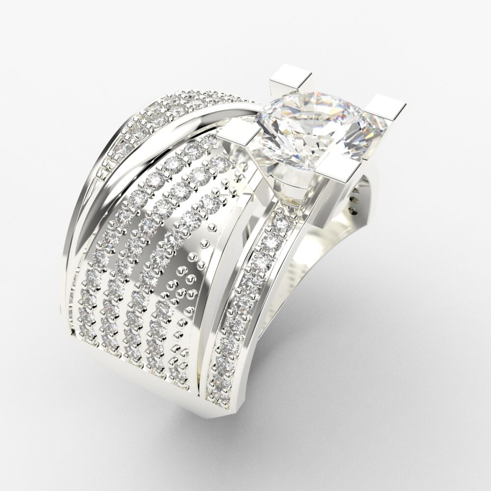 Prsten model 37 od belog zlata sa cirkonima