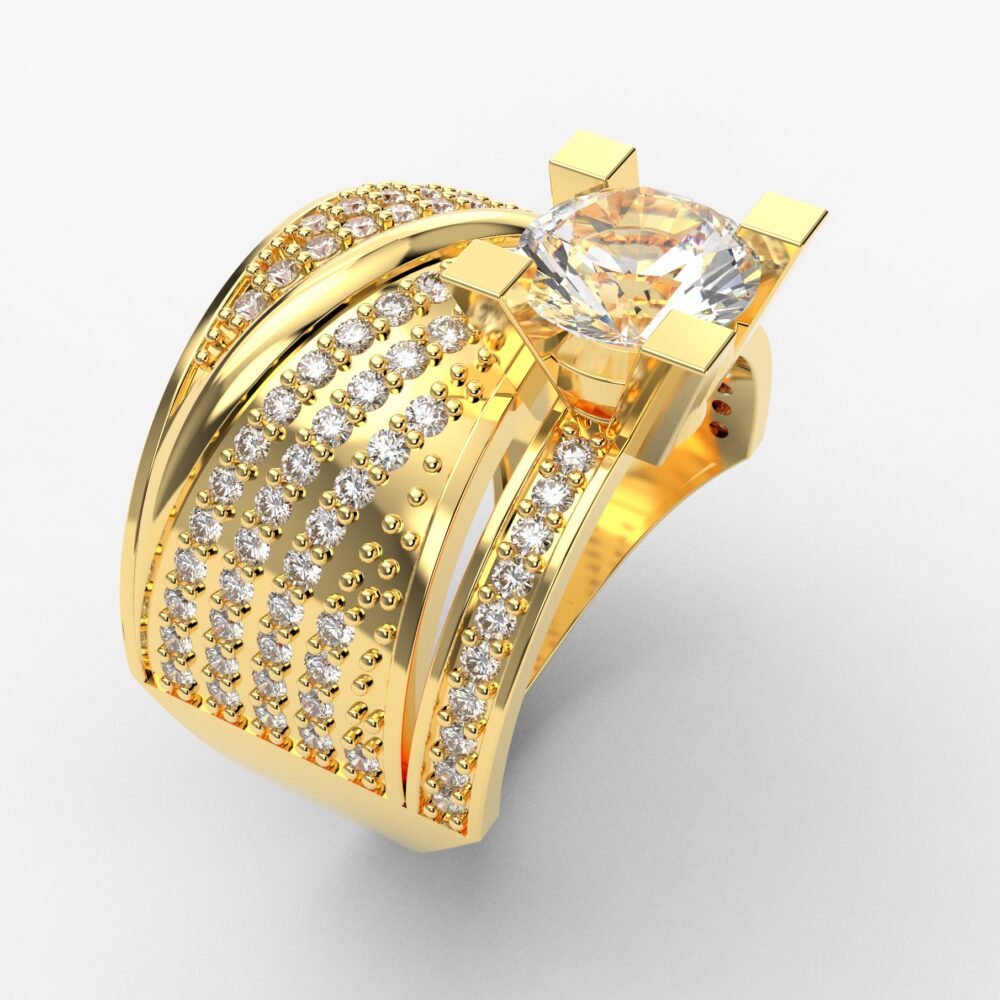 Prsten model 37 od žutog zlata sa cirkonima