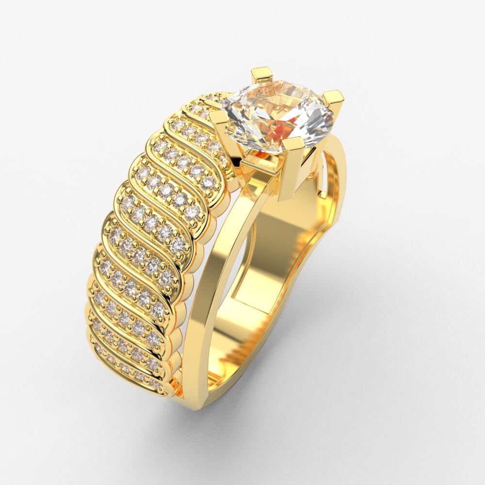 Prsten model 39 od žutog zlata sa cirkonima