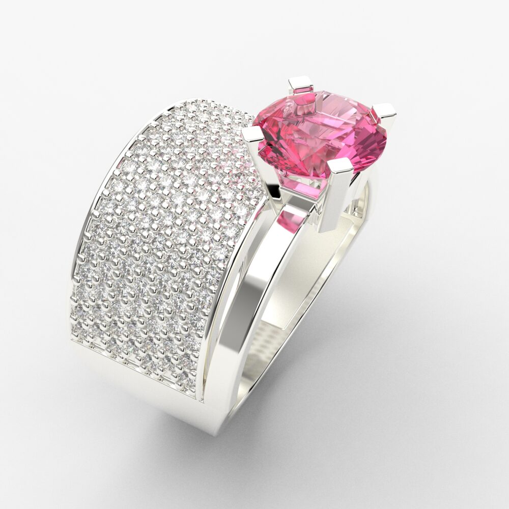 Prsten model 41 od belog zlata sa morganitom i brilijantima