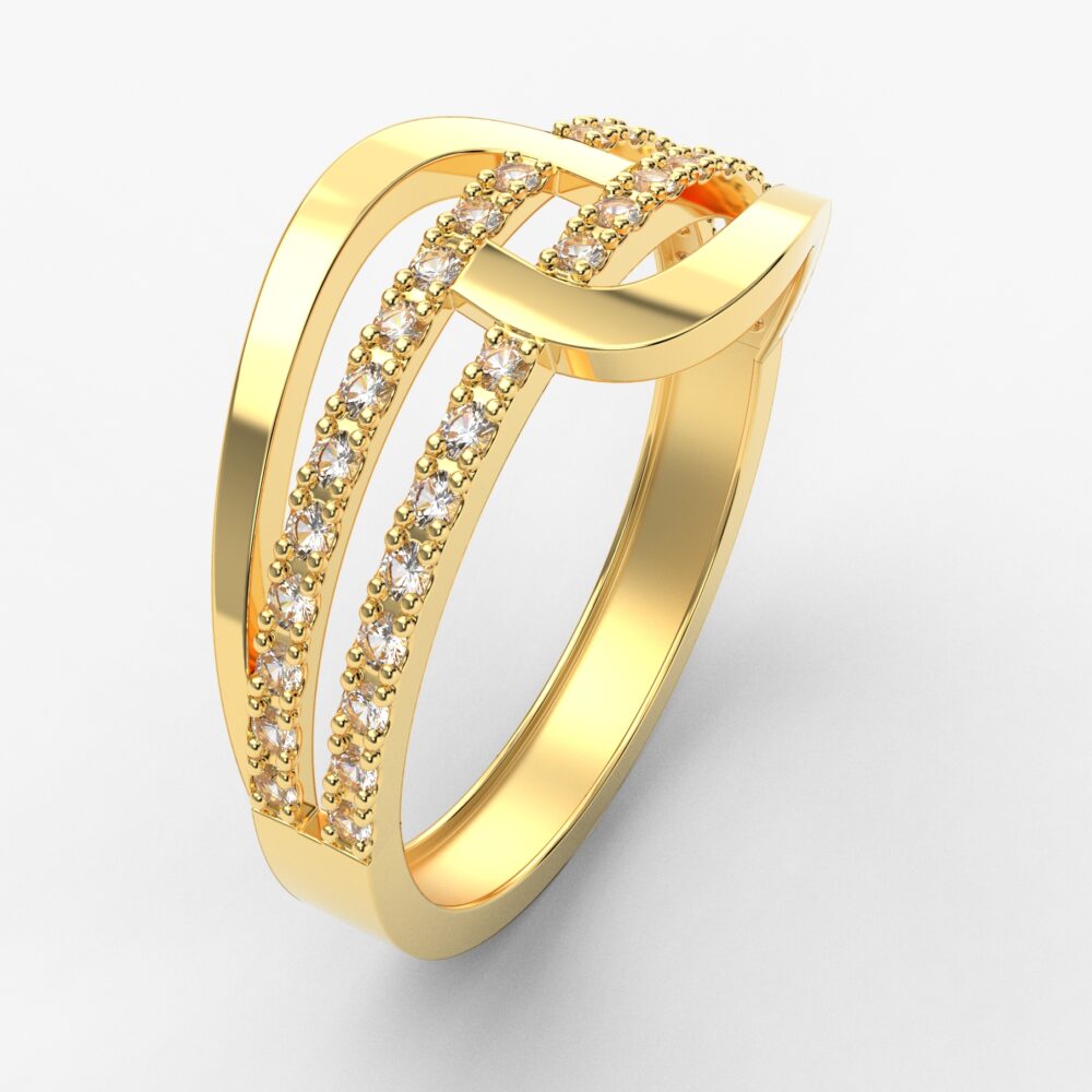 Prsten model 44 od žutog zlata sa cirkonima