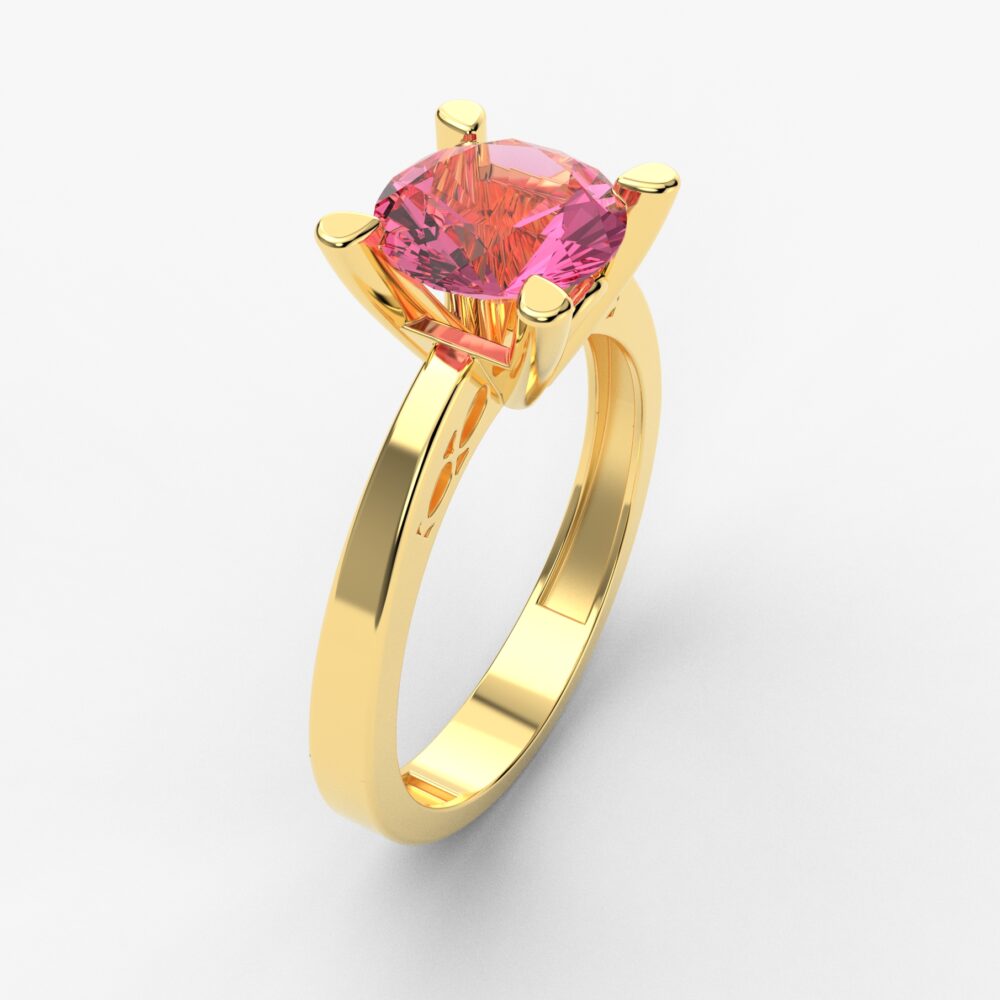 Prsten model 46 od žutog zlata sa morganitom