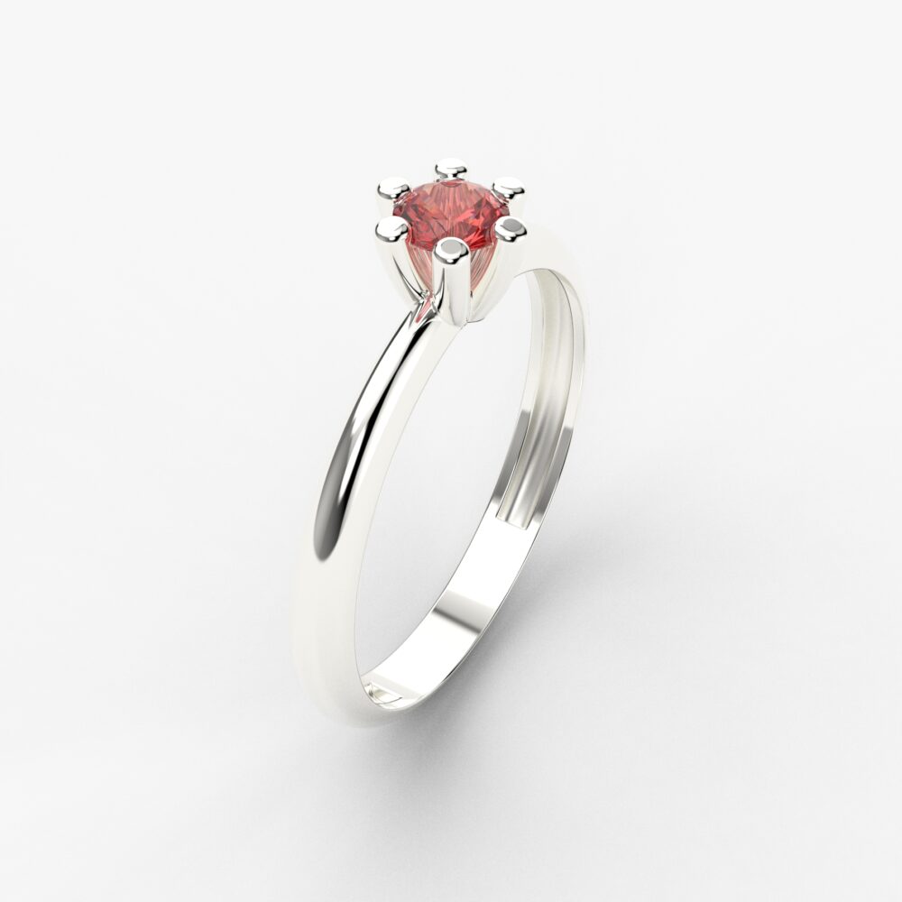 Prsten model 51 od belog zlata sa rubinom
