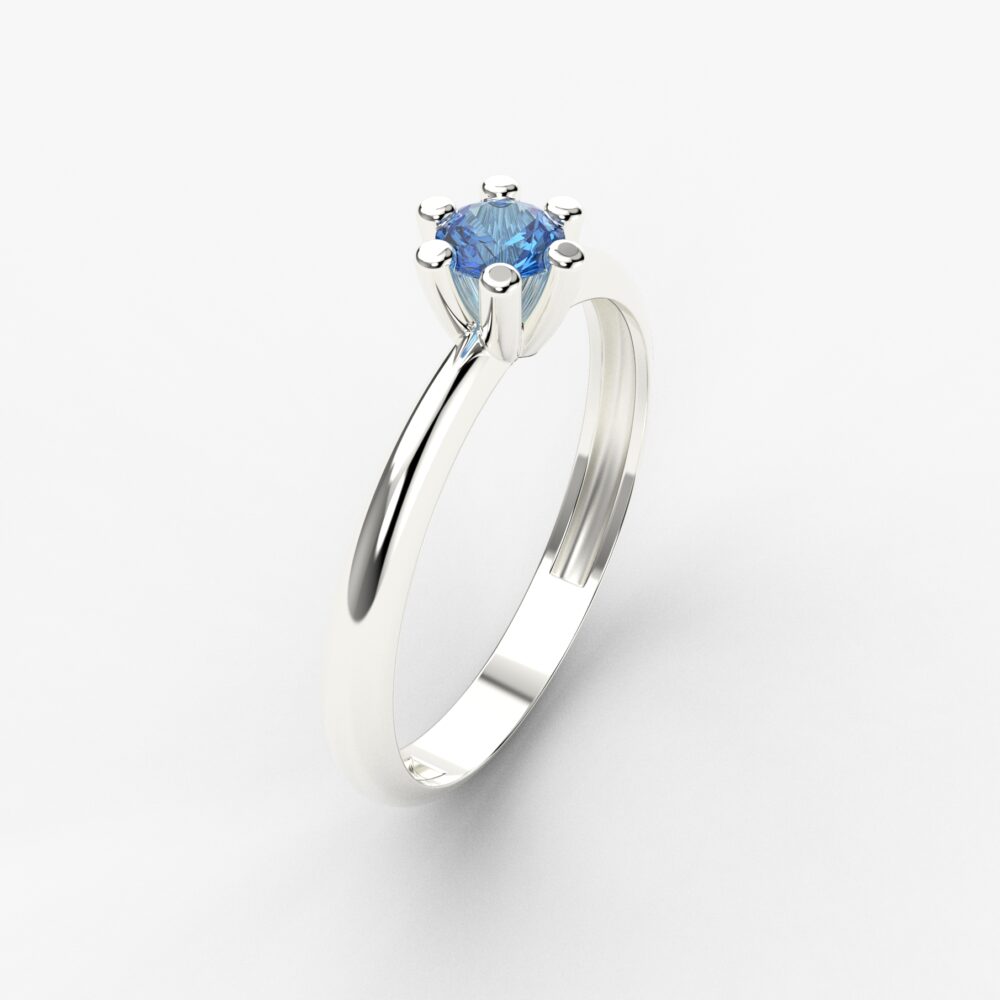 Prsten model 51 od belog zlata sa safirom