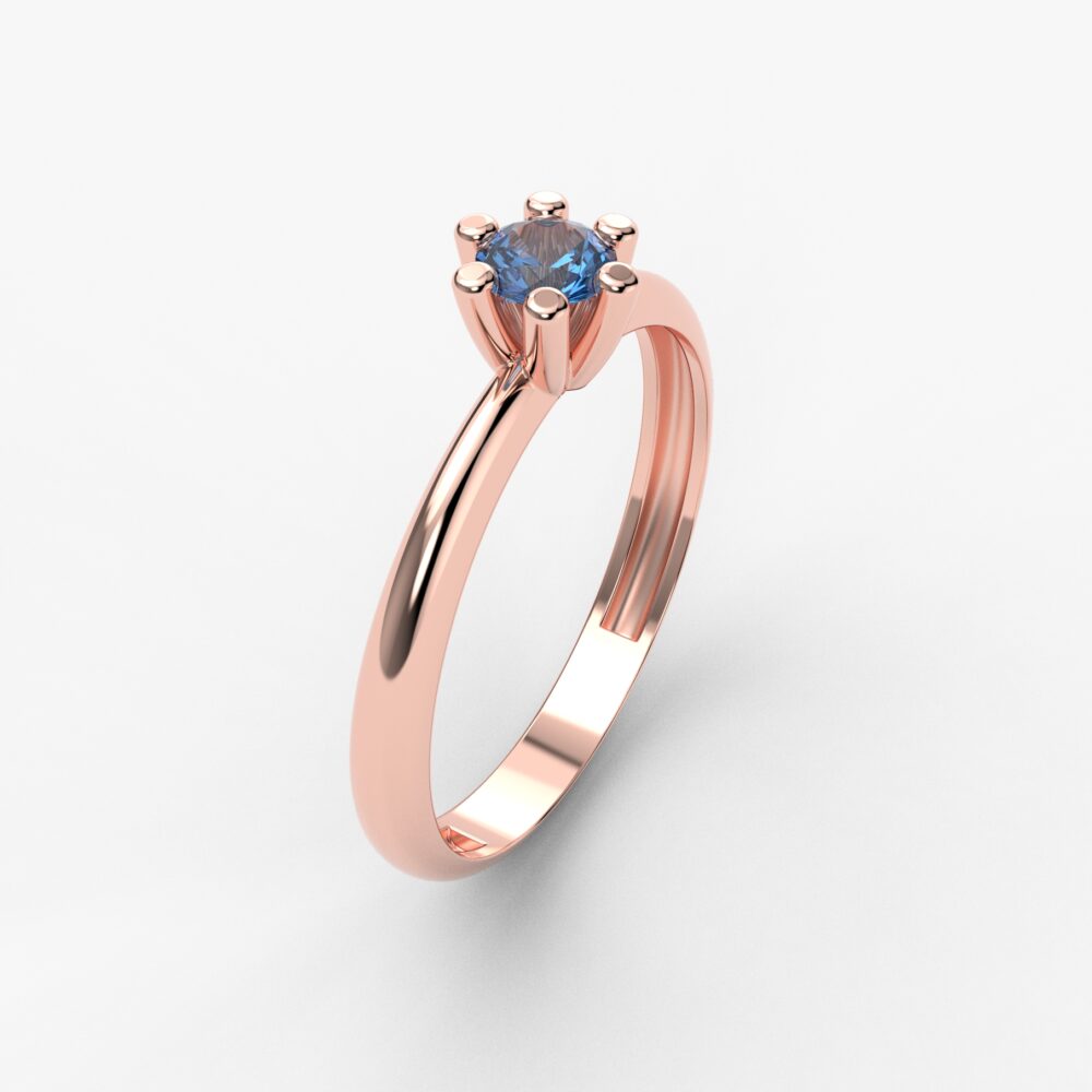 Prsten model 51 od roze zlata sa safirom