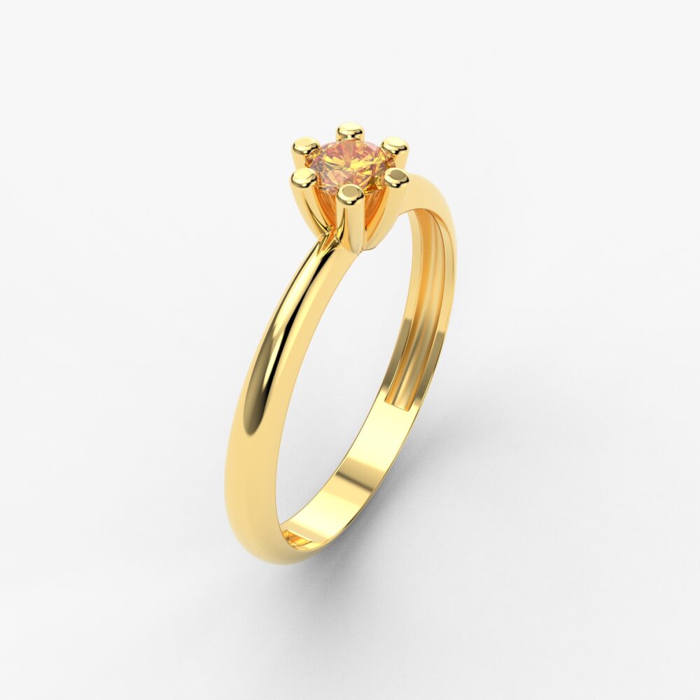 Prsten model 51 od žutog zlata sa citrinom