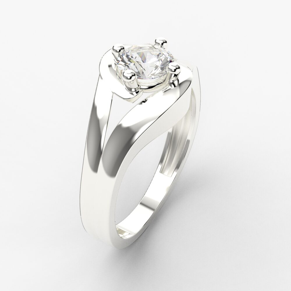 Prsten model 53 od belog zlata sa cirkonima